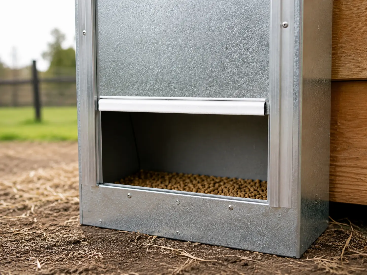 Rubber safety edge and door seal on the Gillandra automatic chicken feeder